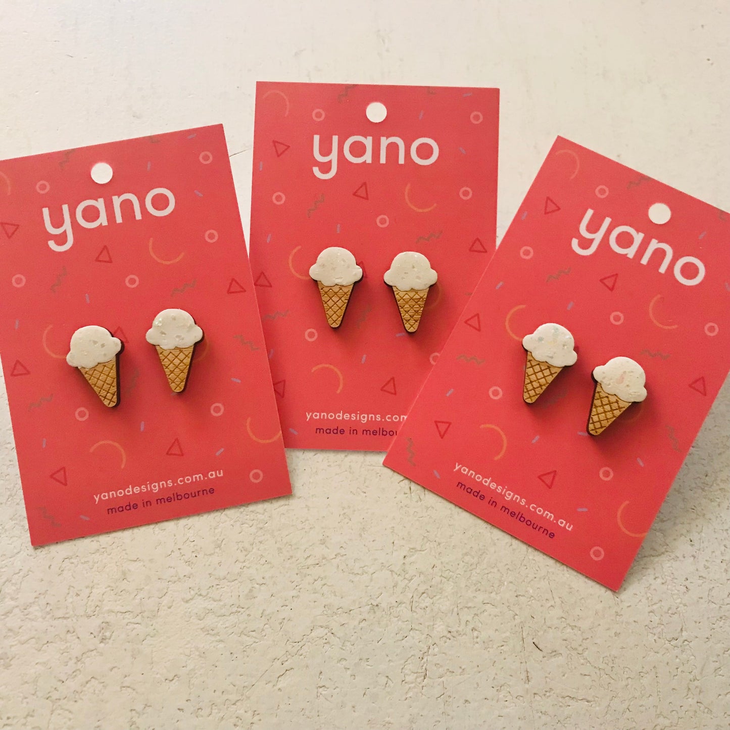 Ice-Cream Laser Cut Timber Stud Earrings