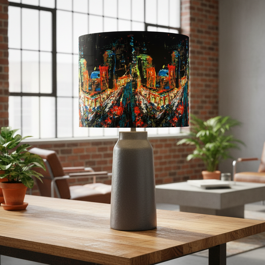Custom Lamp Shade only - Neon City Scape