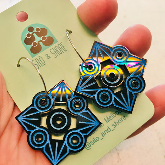 Art Deco Acrylic Earrings - Pointed Squares