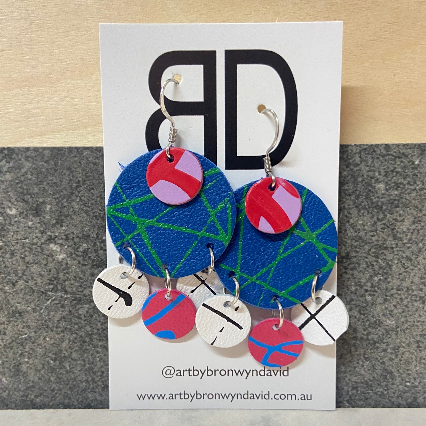 Handmade Painted Leather Earrings - The Buddy
