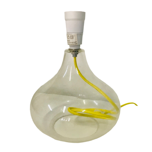 Lamp Base Only - Squat Glass Table Lamp with Yellow Cord