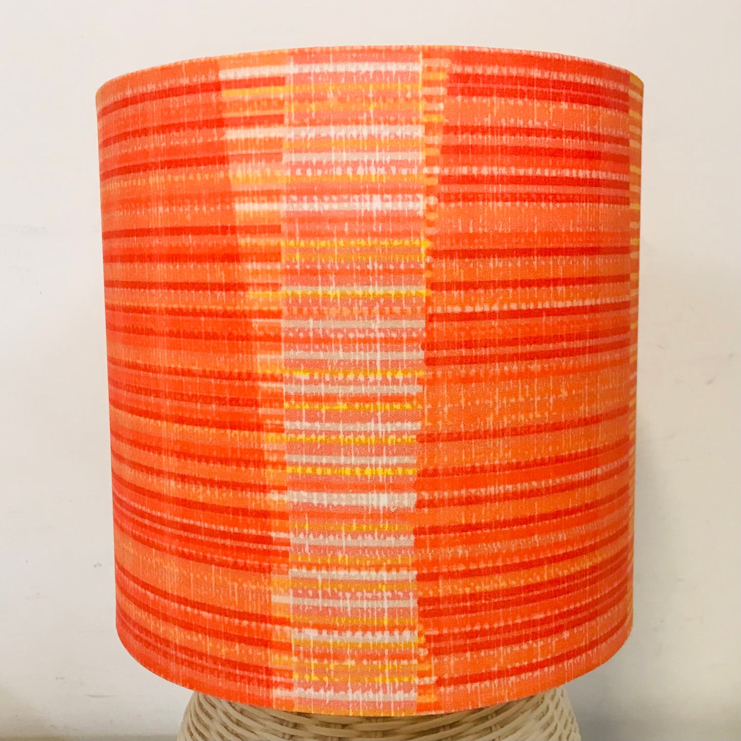 Custom Lamp Shade only - Mid Mod Lines Red Coral Orange