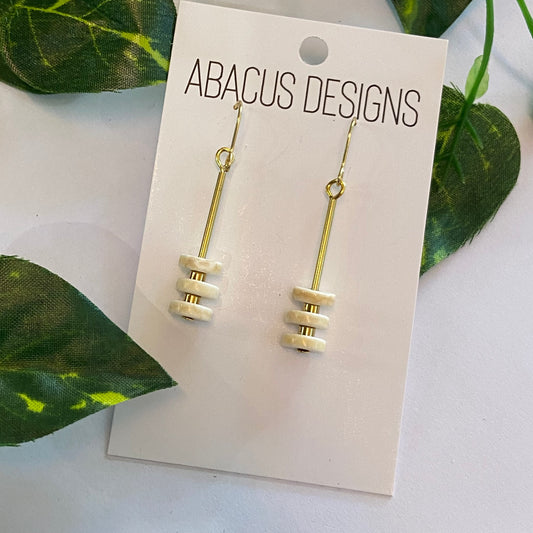 Stacked Beads & Brass Dangle Earrings