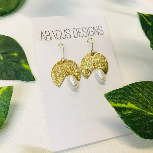 Pearlescent & Brass Dangle Earrings