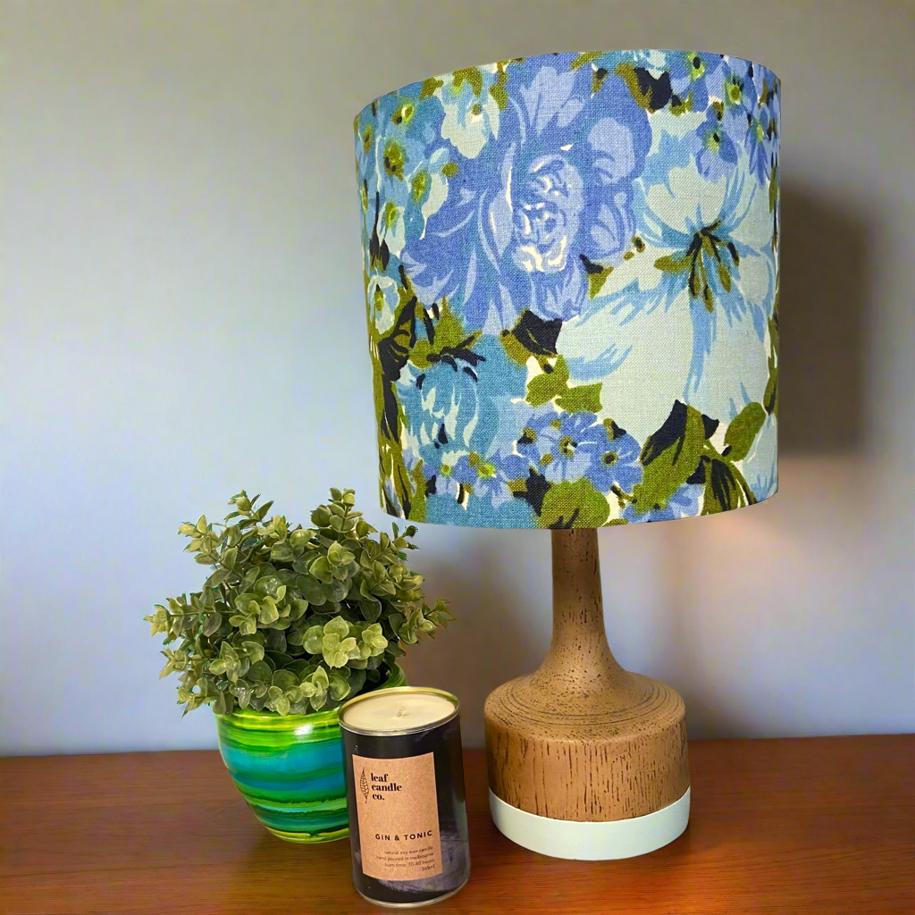 Custom Lamp Shade only - Vintage Floral in Blues