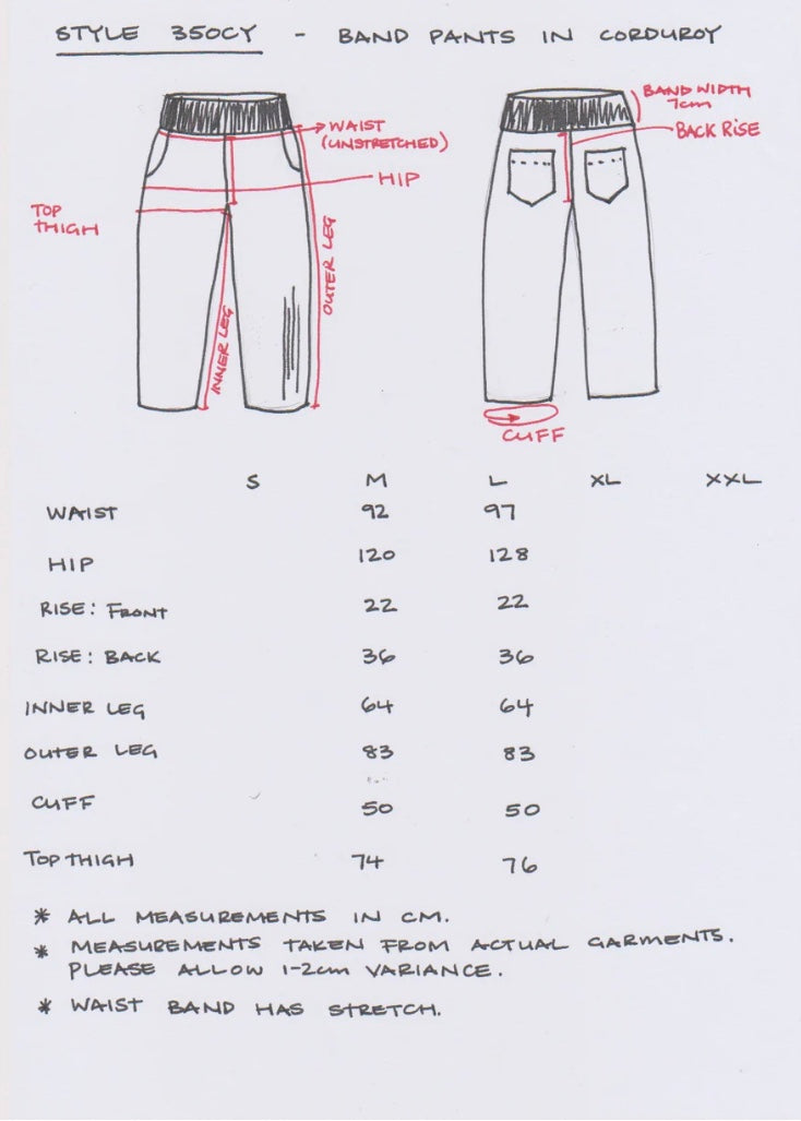 Women's Handmade Band Pants - Bottle Green Corduroy