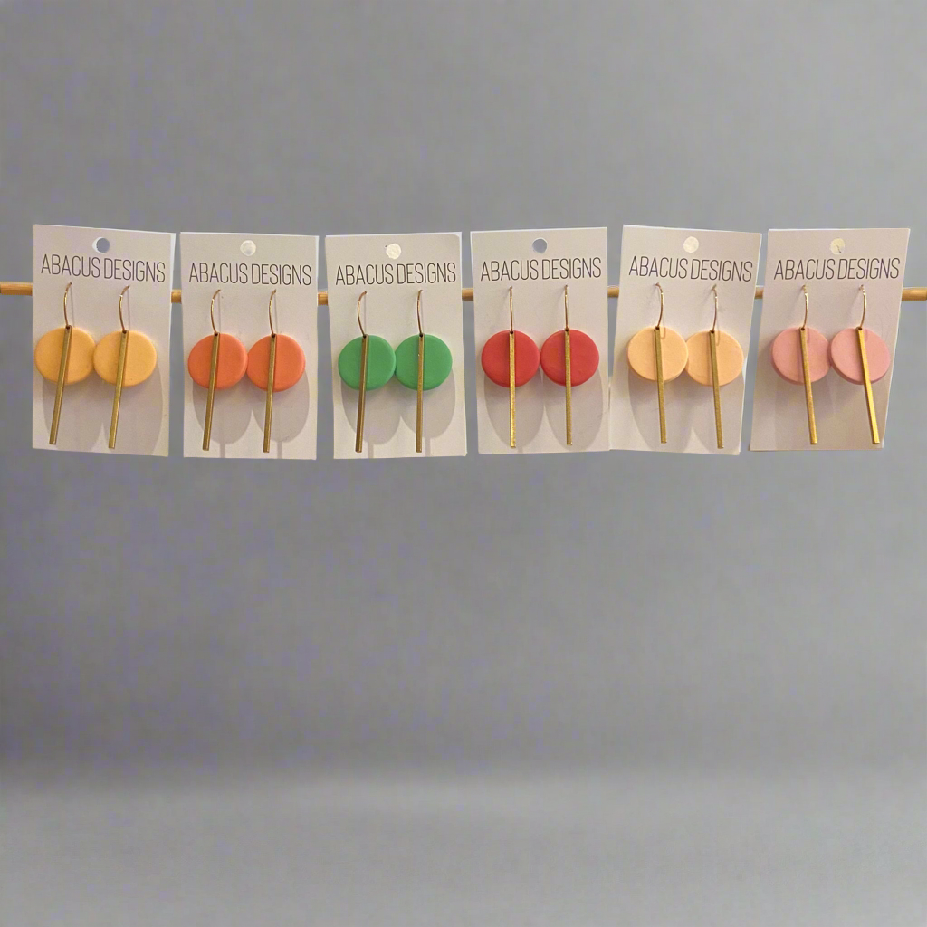Handmade Polymer Clay Earrings - Orbit Bar