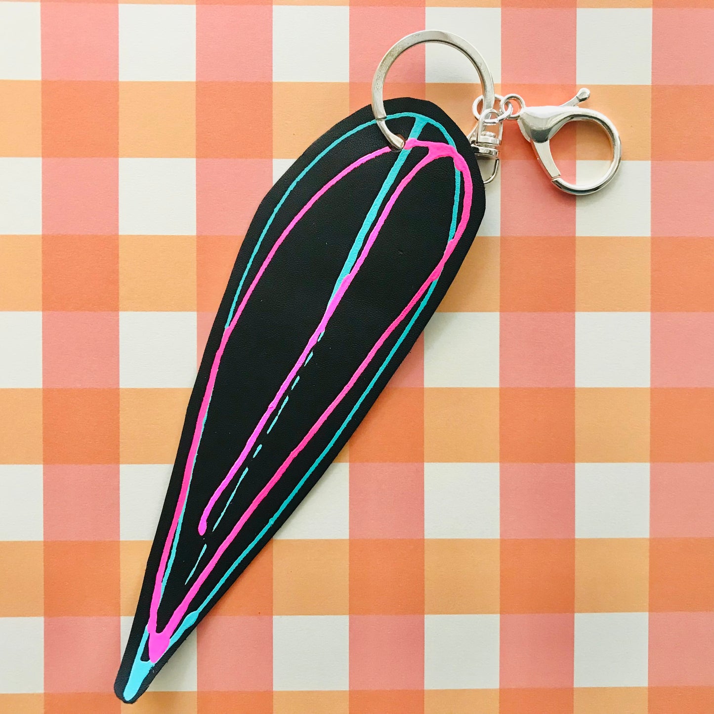 Handpainted Leather Keyrings - leaf