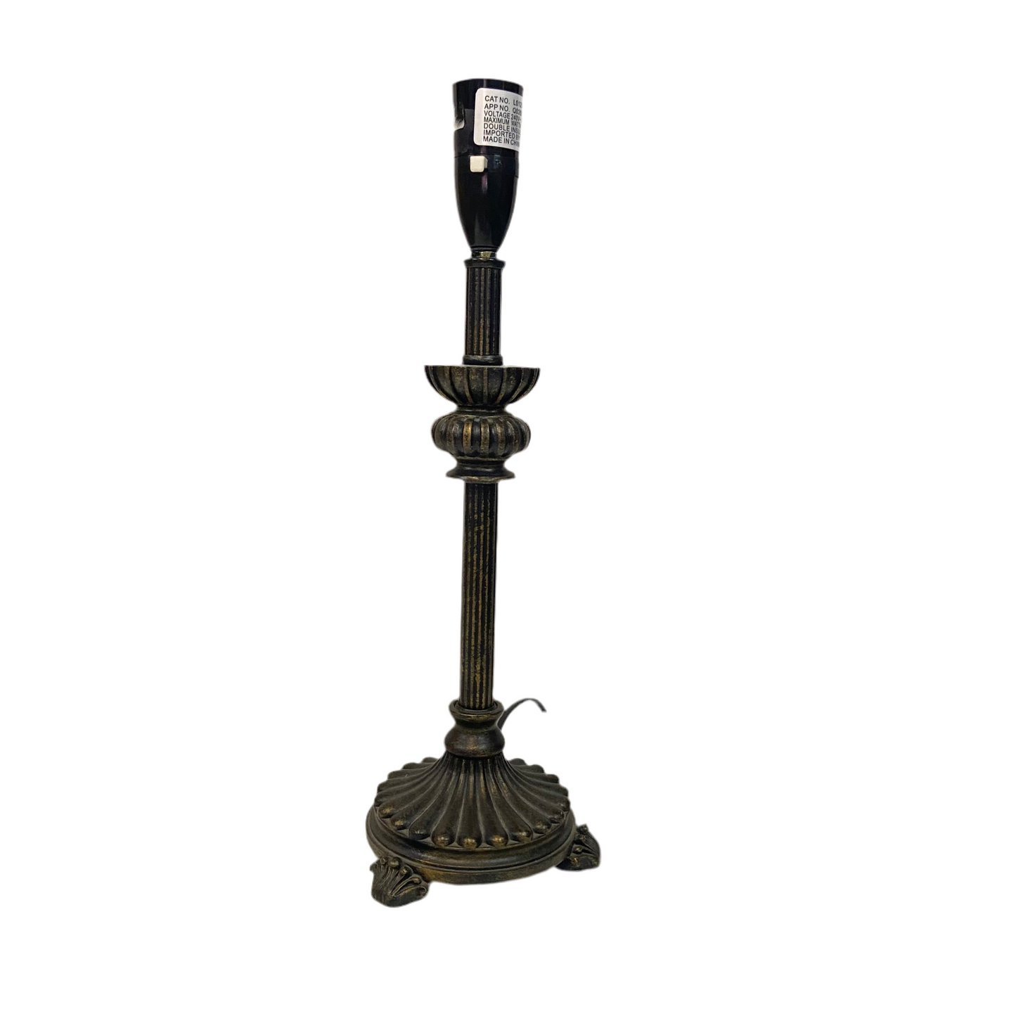 Lamp Base Only - Destressed Bronzed Candlestick Table Lamp