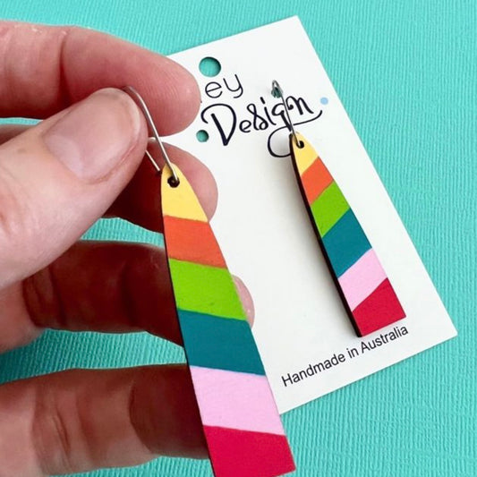 Rainbow Rod Hand Painted Detailed Earrings
