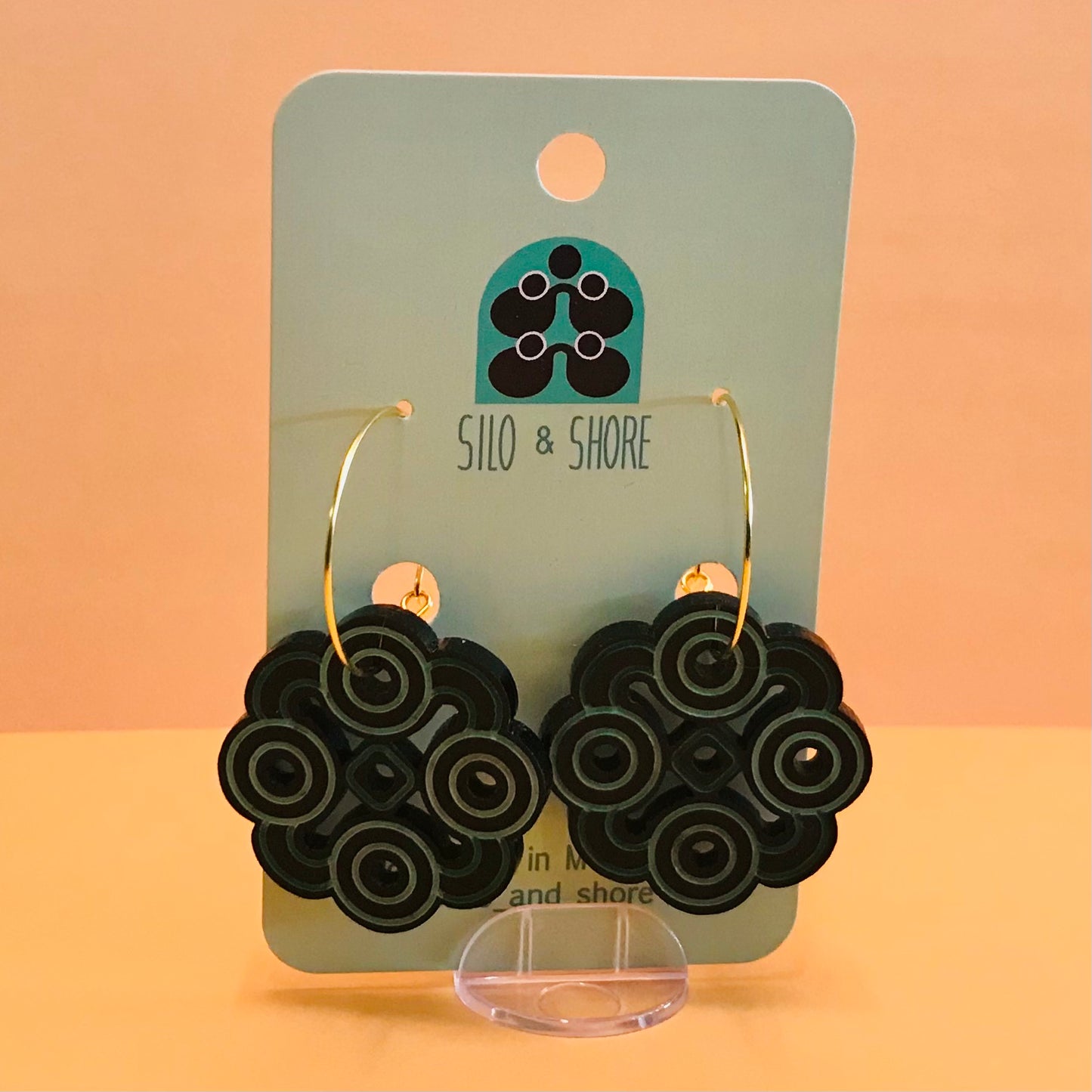 Art Deco Acrylic Earrings - Rounded Squares