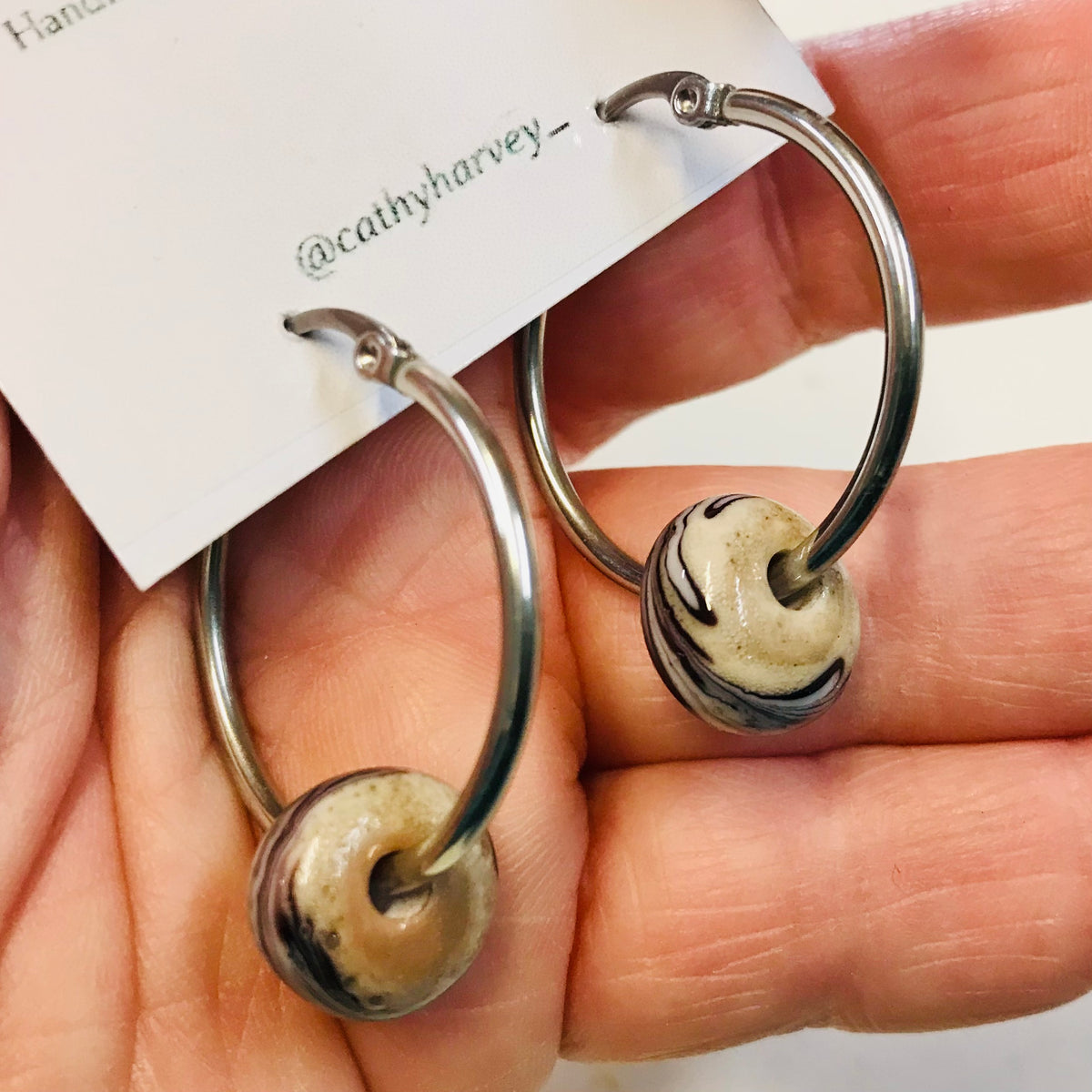 Glass Bead Hoop Earrings