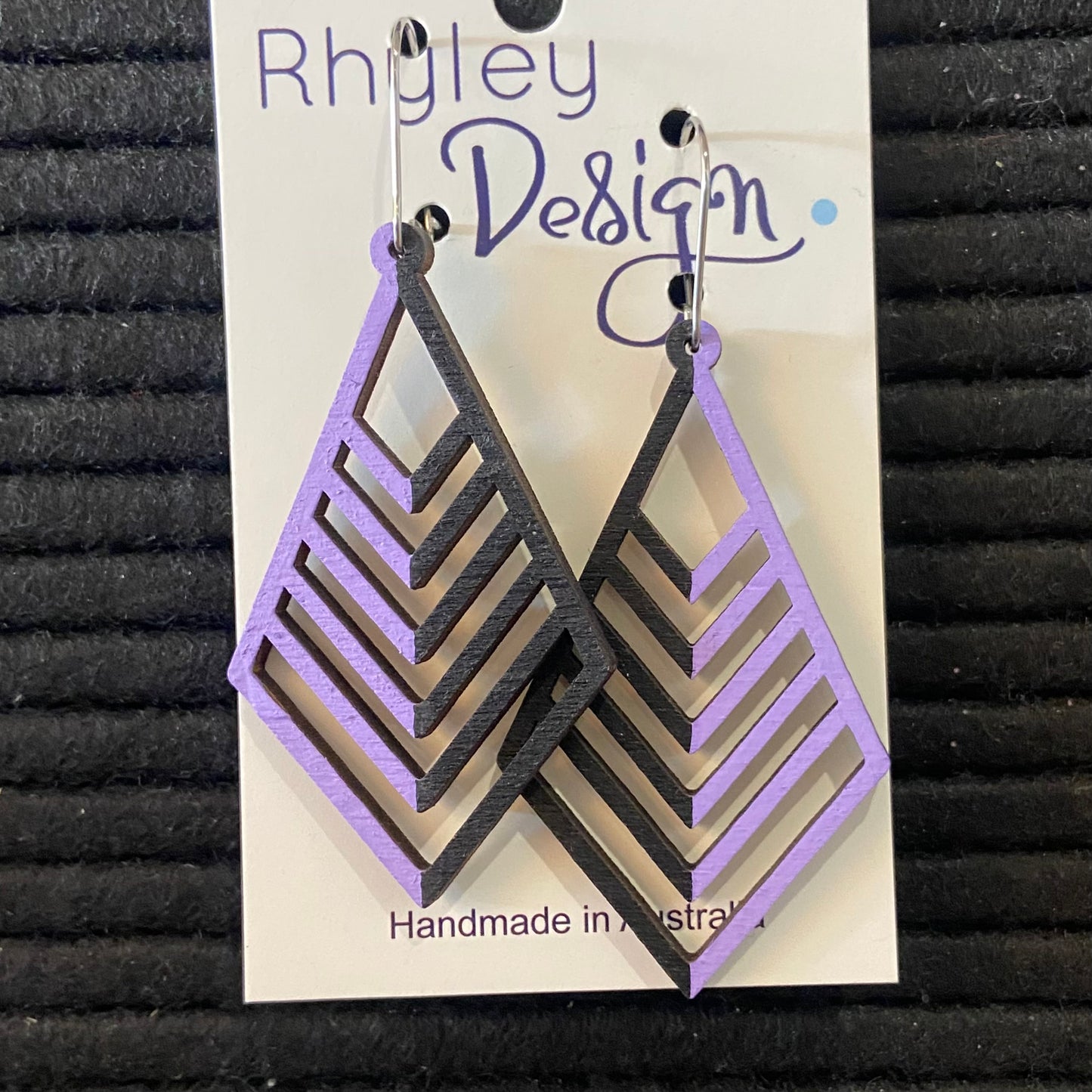 Wooden Diamond Shaped Statement Earrings