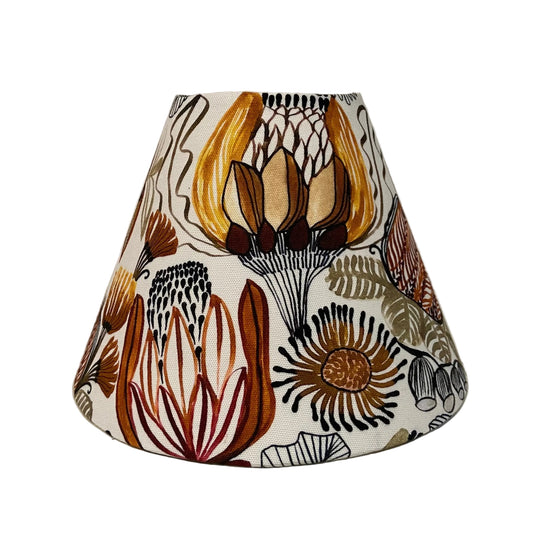Decorative lampshade with floral pattern on a plain background