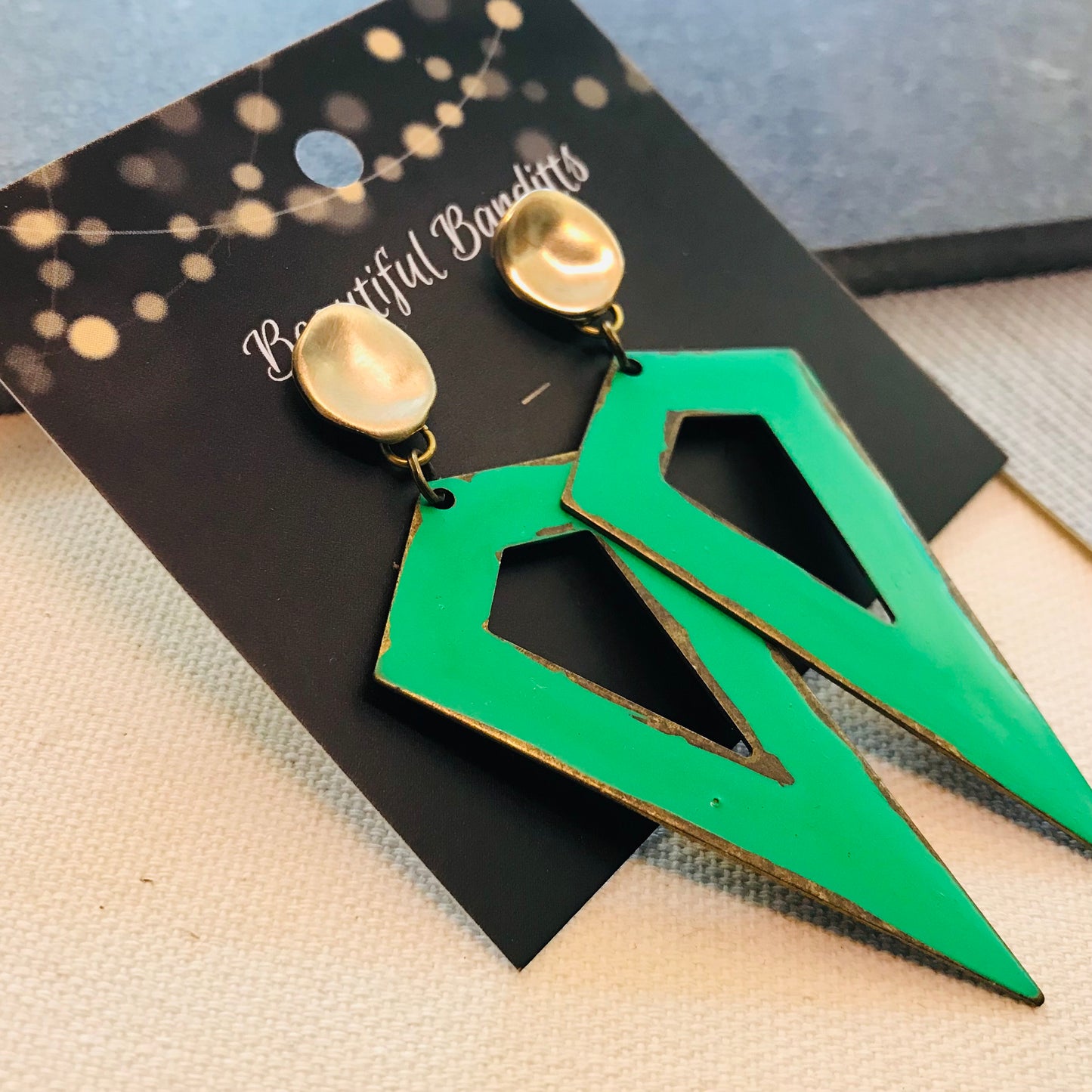 Mixed Metal and Resin Earrings - large