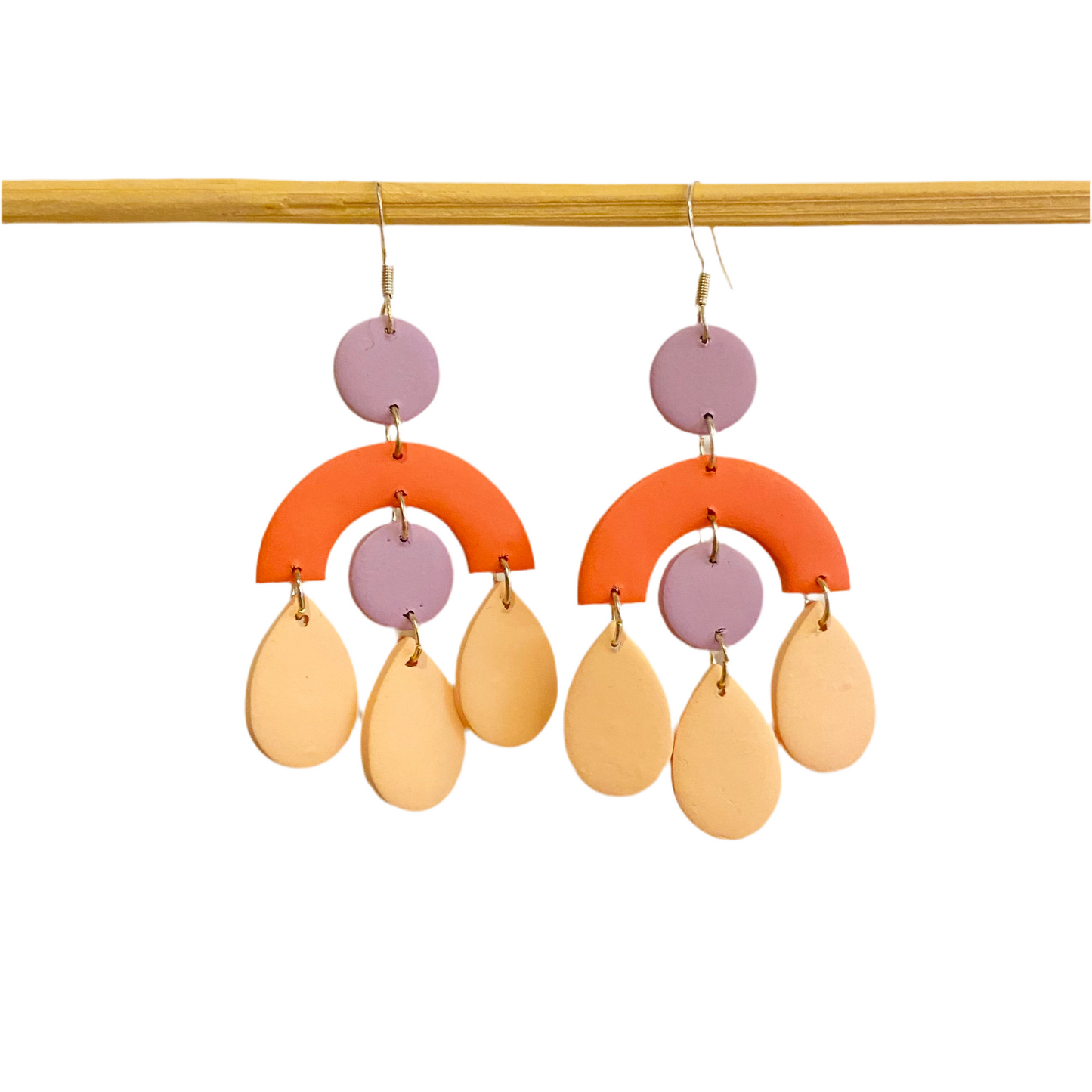 Handmade Polymer Clay Earrings - Halo Teardrops