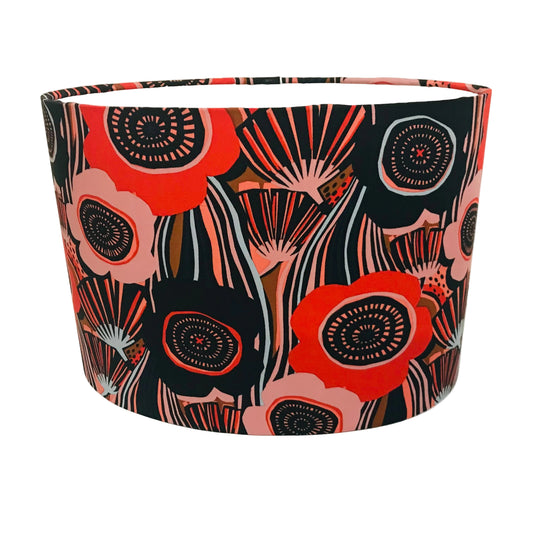 Decorative lampshade with a floral pattern on a white background