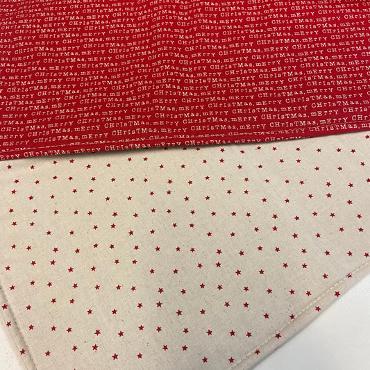 Reversible Christmas Placemats - Merry Christmas with Stars on Reverse (set of 4)