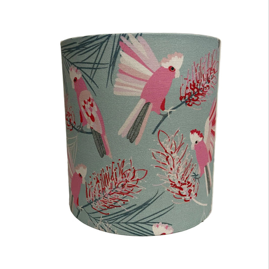 Silver Touch Lamp with Galahs on Mint Shade