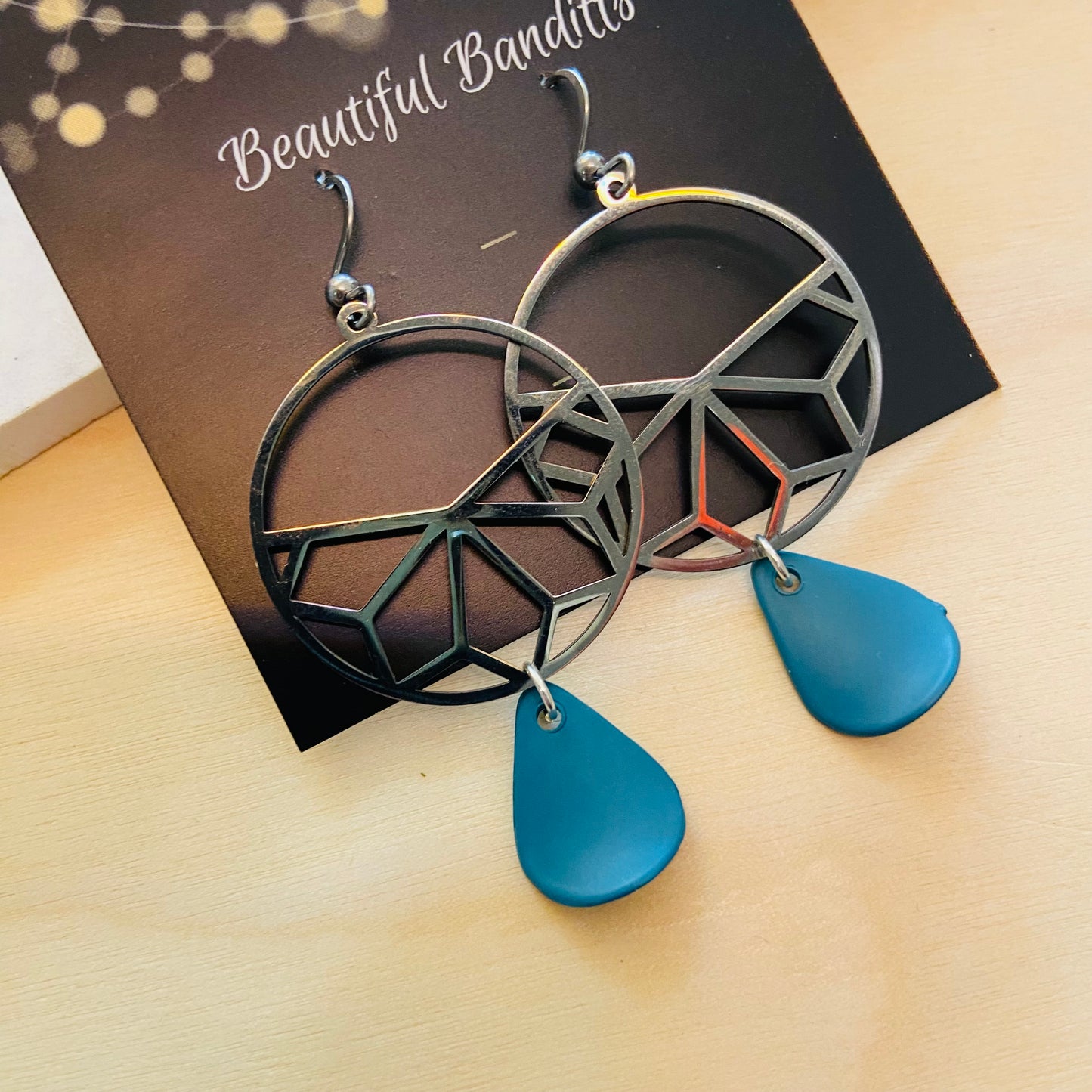 Mixed Metal and Resin Earrings - large