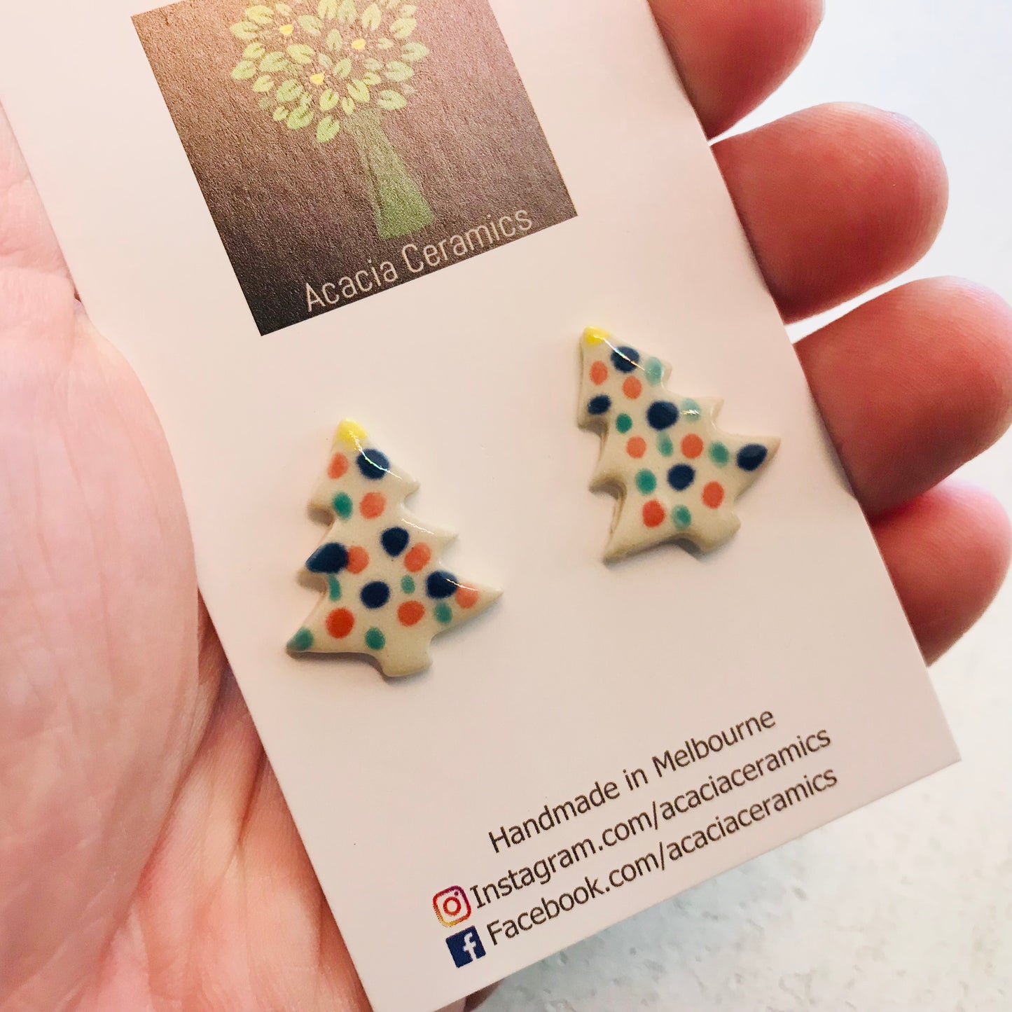 Hand Painted Christmas Stud Earrings