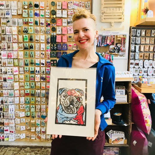 Hand printed original linocut - WAITING FOR FREEDOM (unframed)