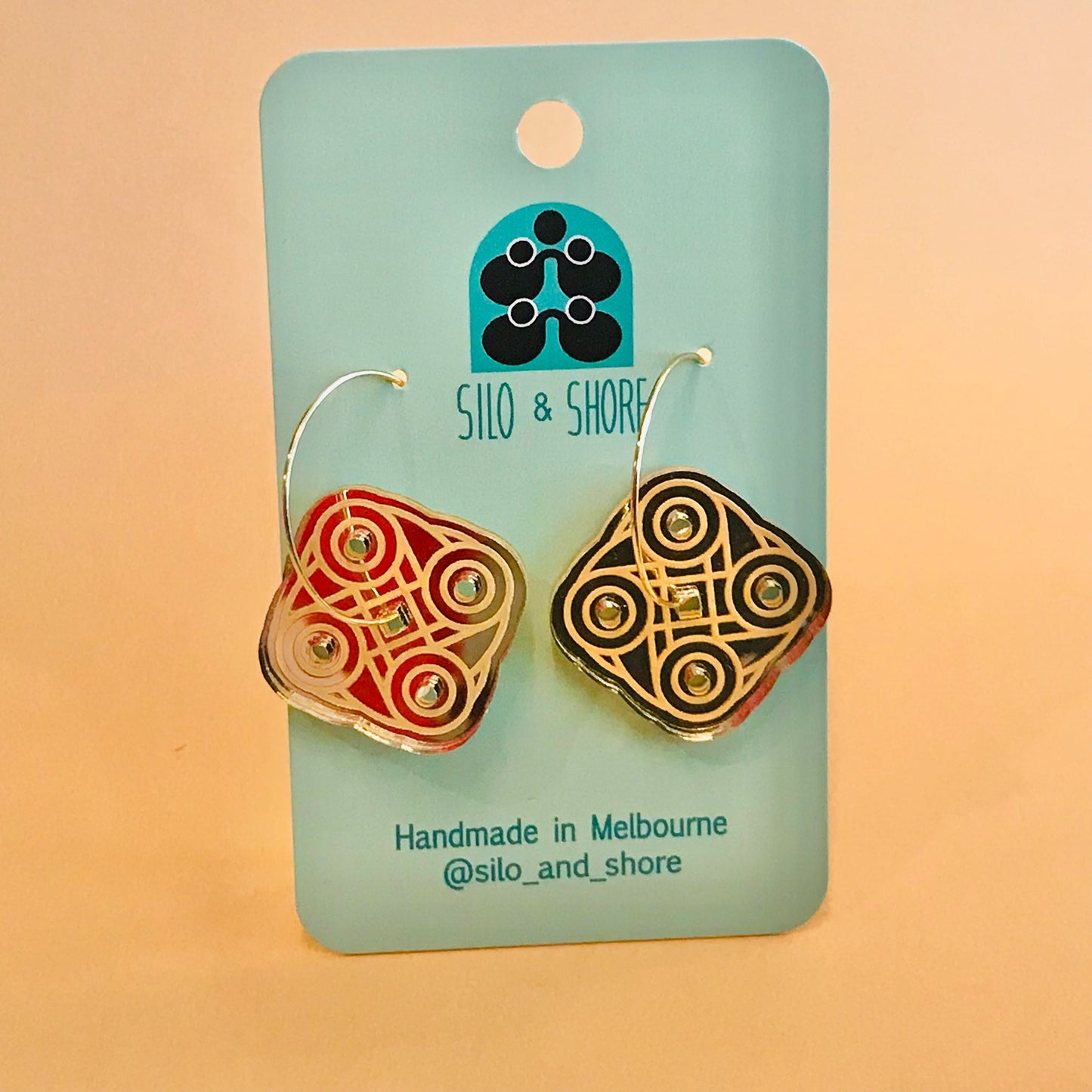 Art Deco Acrylic Earrings - Rounded Squares