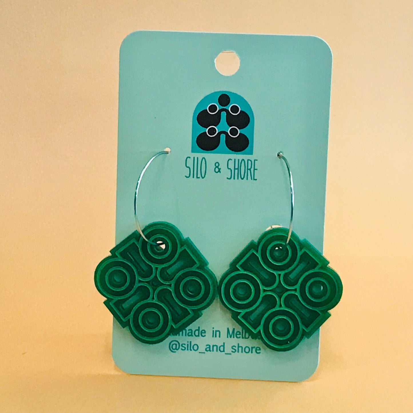Art Deco Acrylic Earrings - Rounded Squares (small)