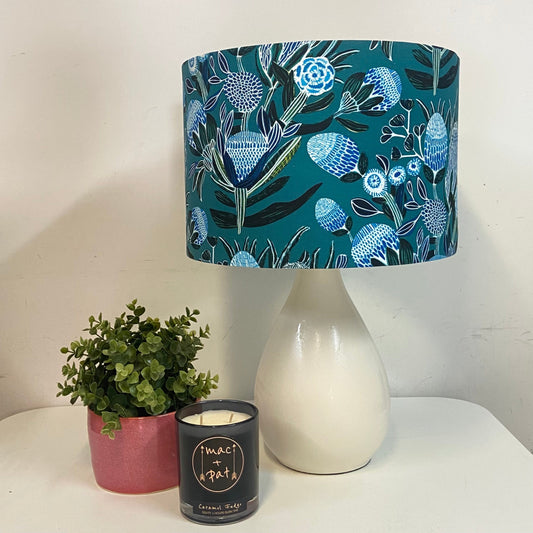 Custom Lamp Shade only - Blue Bush Flower