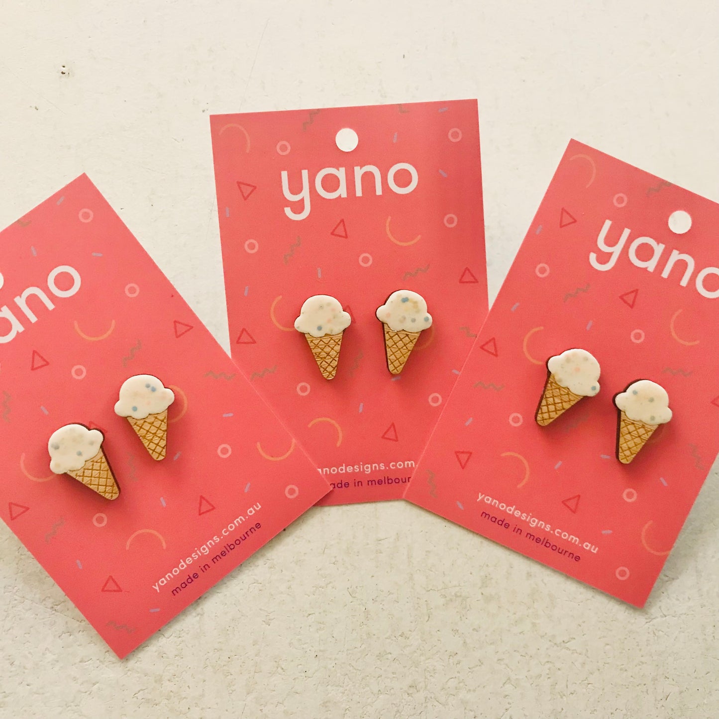 Ice-Cream Laser Cut Timber Stud Earrings