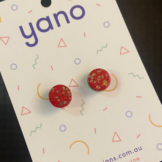 Red Sparkle Stud Earrings