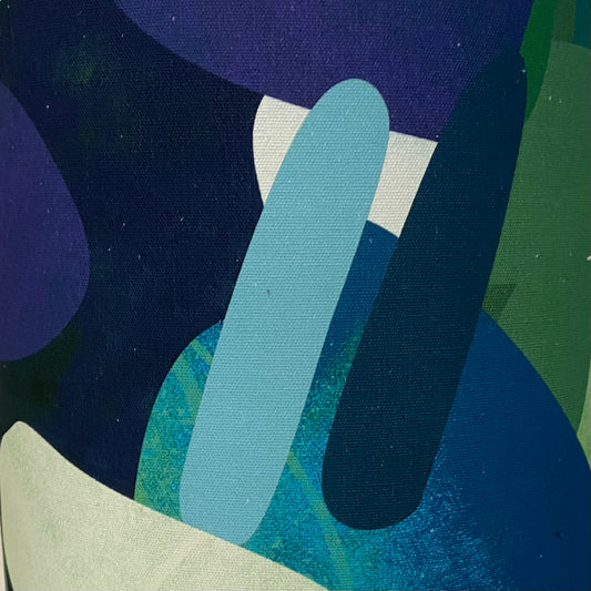 White Ceramic Table Lamp with Pablo in Blue Shade