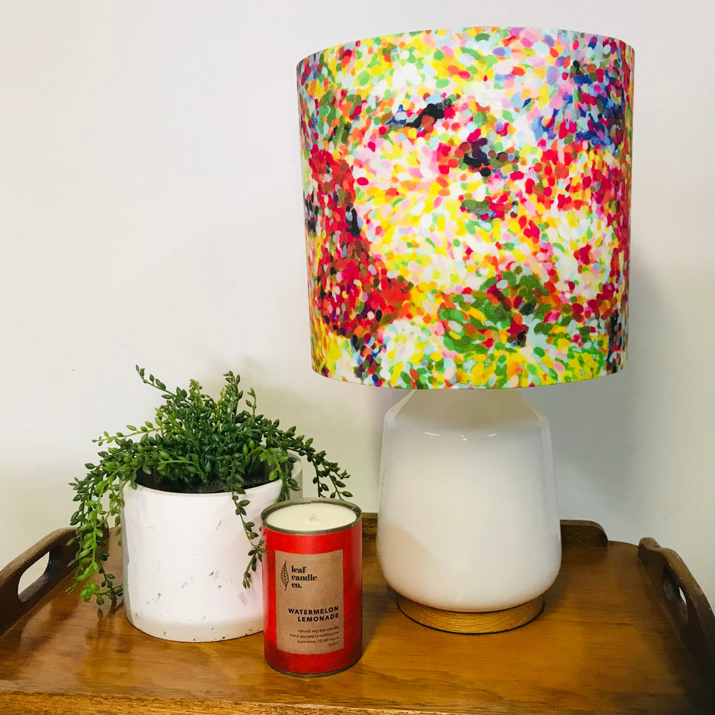 Impressionist Floral Burst Timber & Ceramic Table Lamp