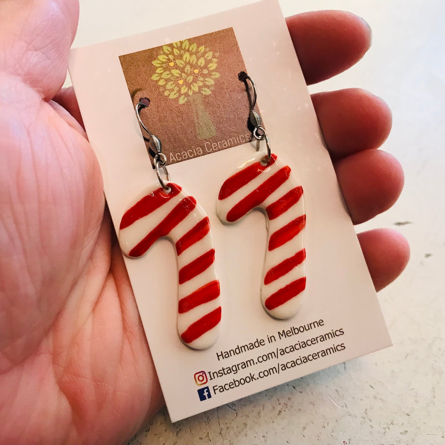 Hand Painted Christmas Hook Earrings