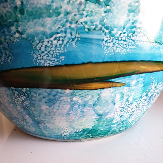 Alcohol Ink Extra Large Planter Pot - Blue Print