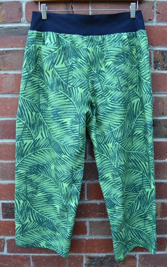 Women's Handmade Band Pants - Blue Palm