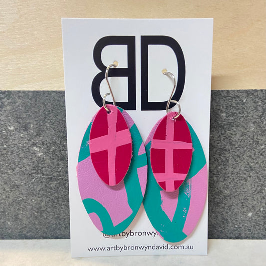 Hand painted leather earrings - The Orbi