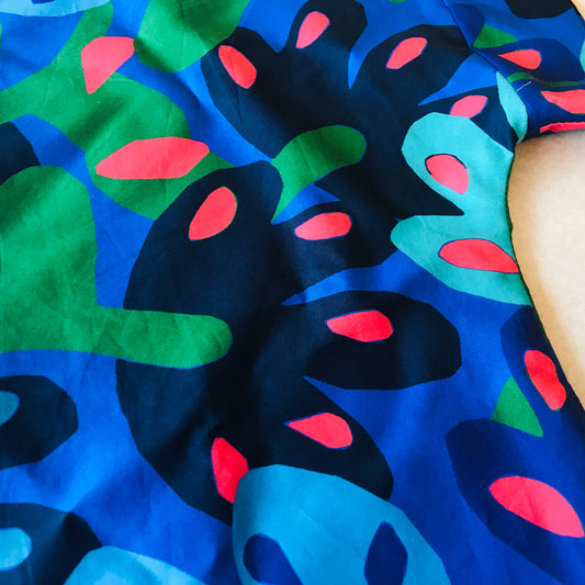 Handmade Women’s Box Top - Bright Abstract Flowers (M/L)