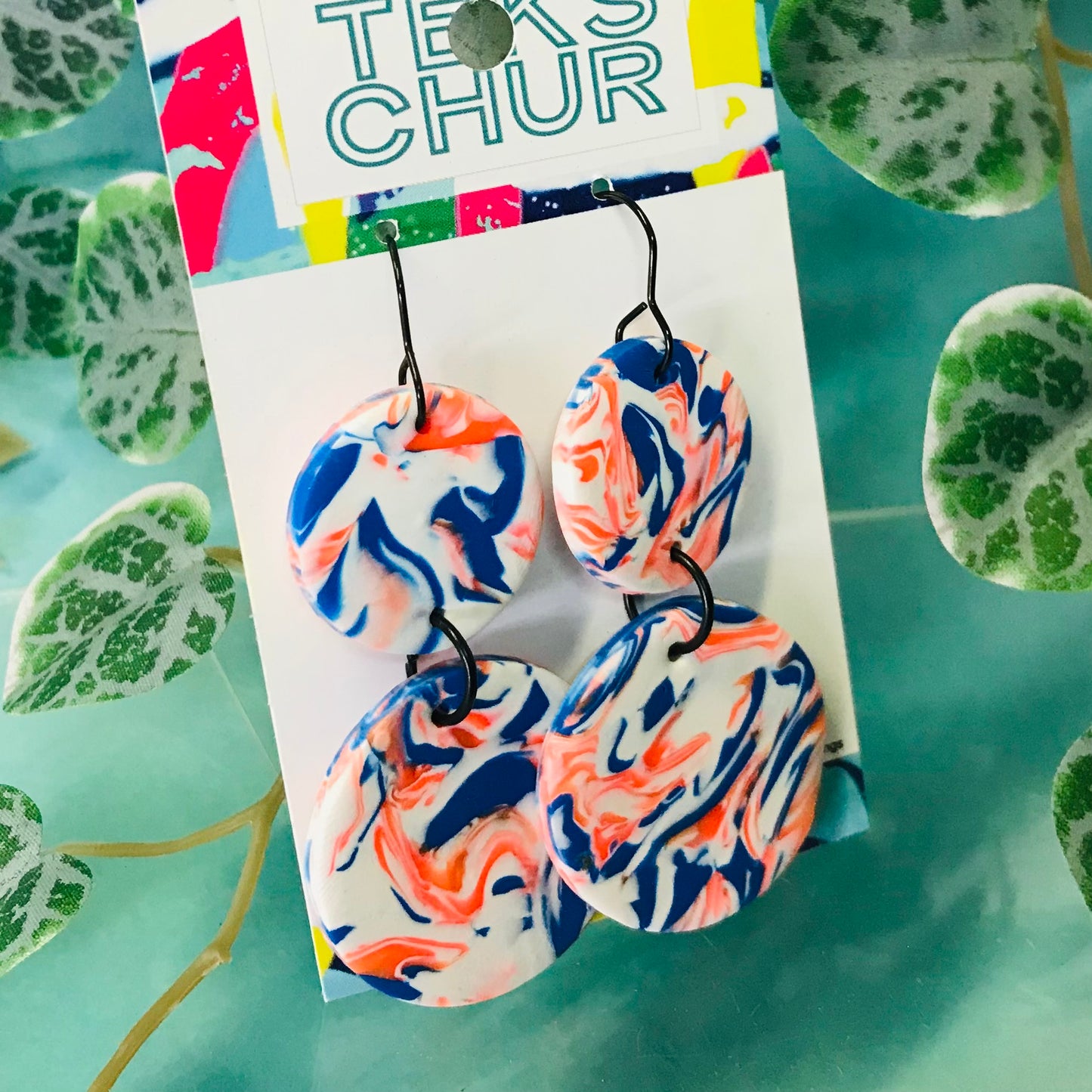 Polymer Clay Earrings - Multi Disc Drops