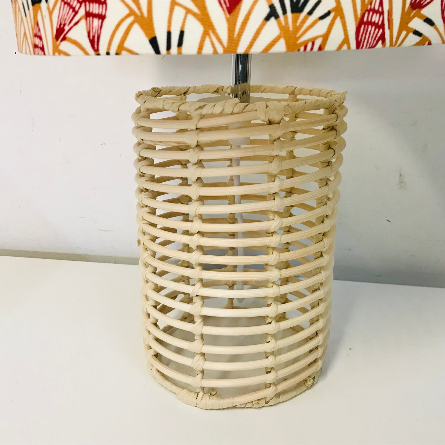 Rattan Mustard Red Reed Table Lamp