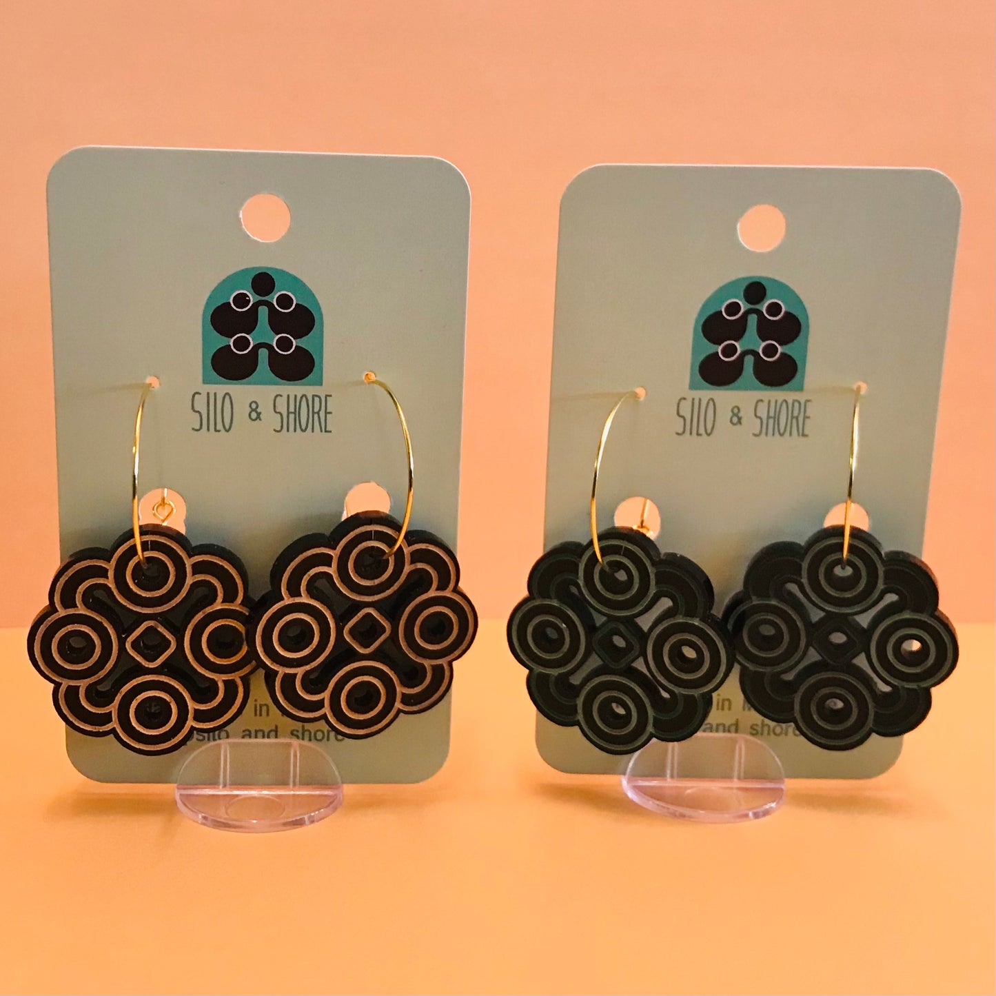 Art Deco Acrylic Earrings - Rounded Squares