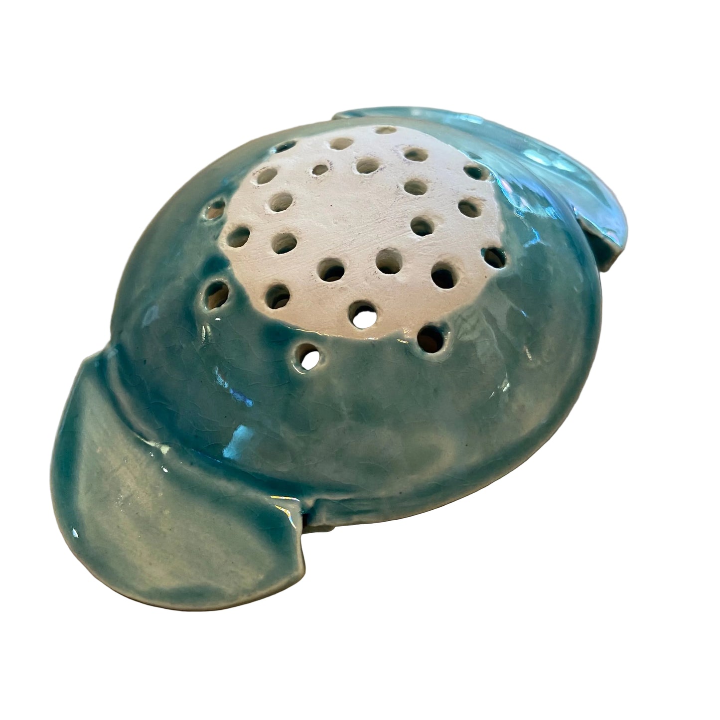Handcrafted Pottery Tea Strainer - Aqua
