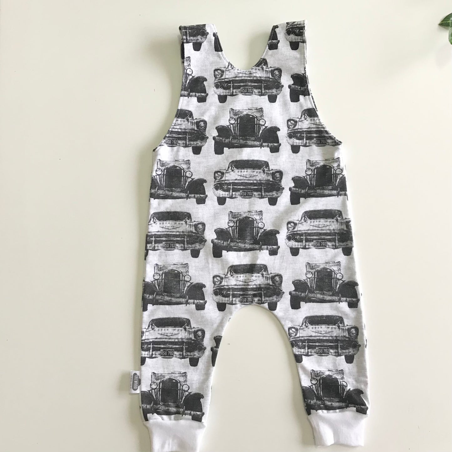 Baby Toddler Long Romper - Black & White Cars