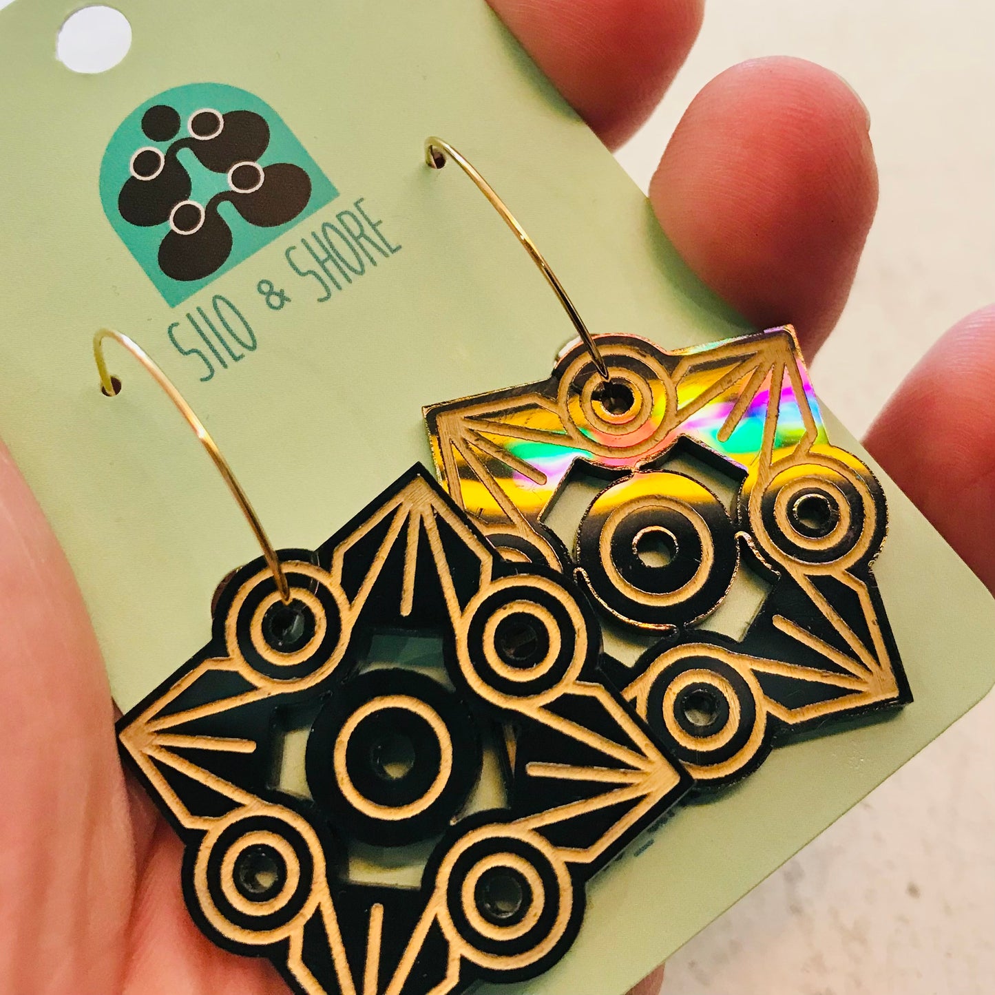 Art Deco Acrylic Earrings - Pointed Squares