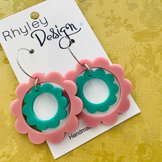 Bold Perspex Double Daisy Earrings