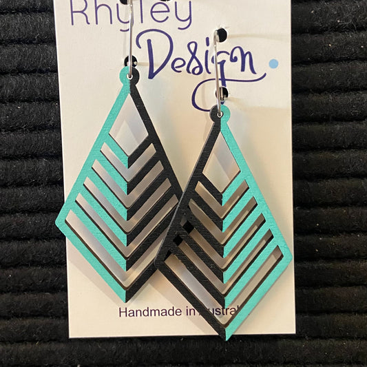 Wooden Diamond Shaped Statement Earrings