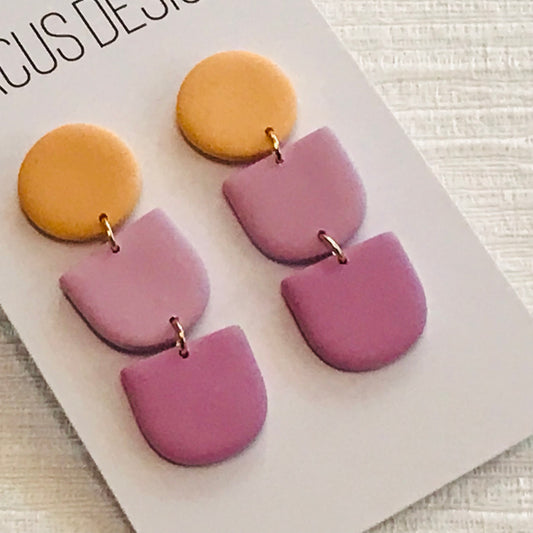 Handmade Polymer Clay Earrings - Double Arch Drop