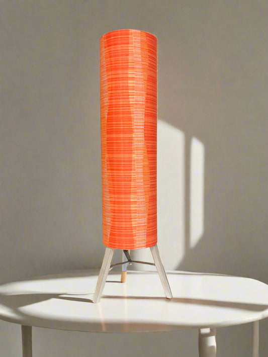 Custom Lamp Shade only - Mid Mod Lines Red Coral Orange
