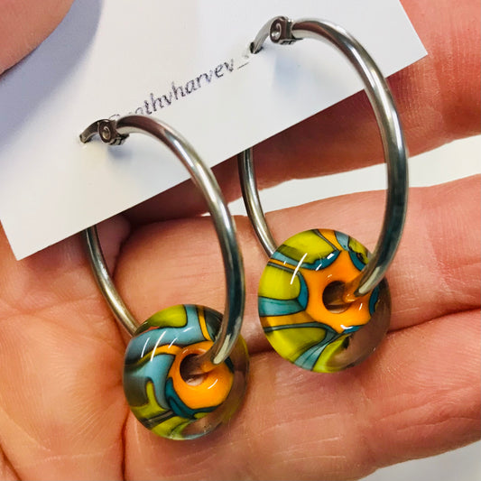 Glass Bead Hoop Earrings