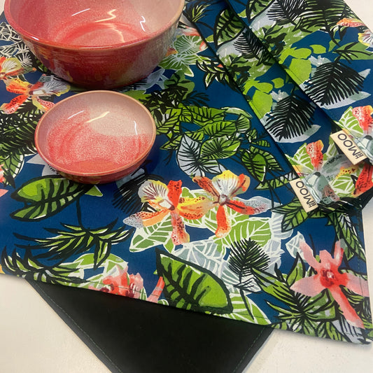 Reversible Placemats - Navy Tropics with Ink Reverse (set of 4)